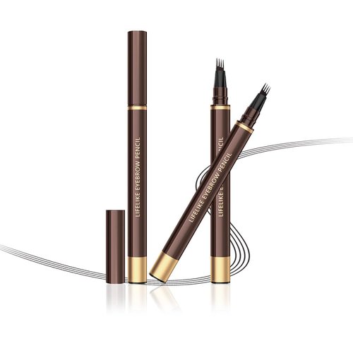 Kpeuuef 2Pcs Liquid Eyebrow Pencil,Waterproof 4-Fork-Tip Eyebrow Pen Long-Lasting Microblading Magic Eyebrow Pen Create Natural Hair-Like Brows for Women Eyebrow Makeup(02#+05#)