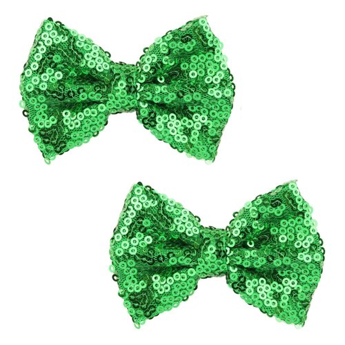 Love Fairy 3-Inch Glitter Bow Hairpin - Sparkling Sequin Bow Tie Hair Clip for Girls,Teens, and Women (Green)