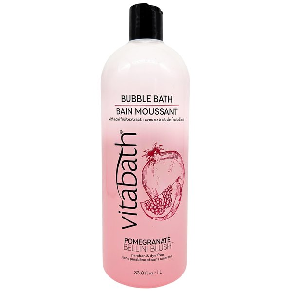 Vitabath Pomegranate Bellini Blush Bubble Bath Rich Foaming Bubbly Soak & Relaxing Aromatherapy Moisturizing & Nourishing Indulgent Suds for Women & Men All Skin Types - 33.8 fl oz