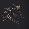 Jumwrit Bride Pearl Crystal Hair Pins Wedding Hair Pins for Bridesmaids Handmade Pearl Hair Pins 3Pcs Bridal Leaf Headpieces Wedding Hair Accessories for Women Girls（Gold）