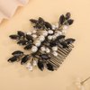 BERYUAN Crystal Rhinestone Hair Comb Rhinestone Pearls Headpiece Teardrop Rhinestone Wedding Hair Accessories for Women (black)