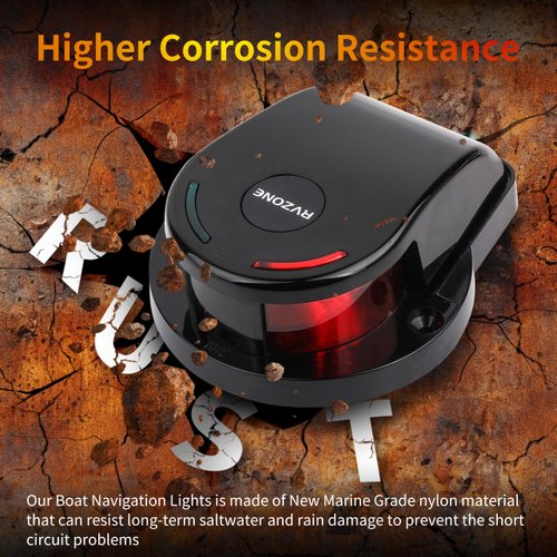 RVZONE Boat Navigation Lights, Navigation Lights for Boats Led IP67 Waterproof Led Boat Lights for Bow, Ideal for Pontoon, Yacht, Power Boat and Small Boat (Black)