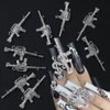 3D Metal Gun Nail Charms, Alloy Weapon Gun Charms Nail Accessories Retro Silver Gun Design Nail Art Charms for Jewelry Making DIY Nail Art Decoration Nail Supplies,10pcs/Set