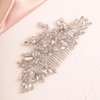 BERYUAN Wedding Silver Flower Leaf Crystal Rhinestone Hair Comb Teardrop Crystal Rhinestone Beads Hair Comb Wedding Hair Accessories for Women Girls