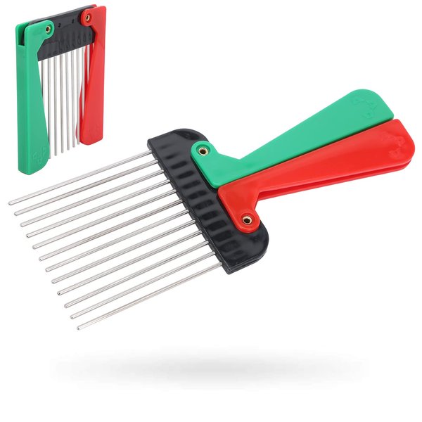 Metal Pick Comb Portable Folding Handle Wide Tooth Comb for Woman and Men (1PCS)