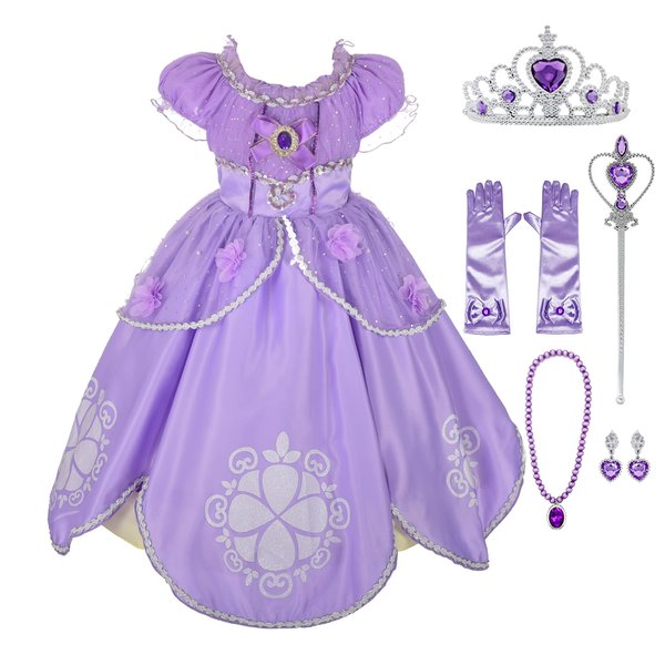 Lito Angels Toddler Girls' Princess Dress Up Costume Purple Fancy Party Dress Outfit with Accessories Size 2-3T B