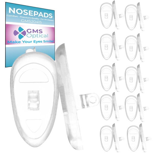 GMS Optical® Soft Screw-in Silicone Symmetrical Shape Eyeglass Nose Pads - 10 Pair (15mm)
