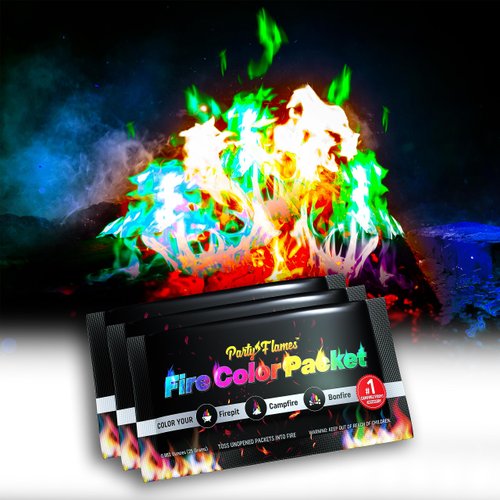 Party Flames Fire Color Changing Packets (10 Pack) - Fire Pit, Campfires, Bonfire, Outdoor Fireplaces - Magic Colorful Cosmic Flame Powder - Perfect Fire Camping Accessories for Kids & Adults