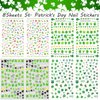 8Pcs St. Patrick's Day Nail Art Stickers,Green Shamrock 3D Self-Adhesive Nail Decals St. Patrick's Day Nail Supplies Four Leaf Clover Nail Sticker Lucky of Irish Spring Summer Design Manicure Decor