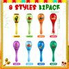 32 Pieces Wooden Fiesta Maracas 8 Designs Cinco De Mayo Noisemaker Mexican Fiesta Party Favors, Music for, Party Decorations for Birthday Shower Taco Tuesday Event