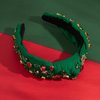 Christmas Jeweled Headband for Women Red Green Crystal Xmas Tree Snowflake Embellished Knotted Hairband ladies Twist Wide Green Hair Band Accessories Fashion Holiday Hairband Gifts (Christmas-Green)