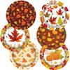 UROINEPA Thanksgiving Plates 60Pcs Fall Thanksgiving Paper Plates 9 Inch Autumn Maple Leaves Pumpkins Disposable Plates for Thanksgiving Fall Party Decoration Supplies