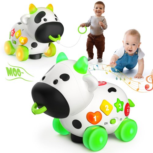 Musical Cow Baby Toys 6-12-18 Months, 1 Year Old Boy Girl Toys for 1st Birthday Gifts, Bilingual Learning Educational Toddler Toy for 1-2, 6 7 8 9 10 Months Old Baby Christmas Toy Gifts