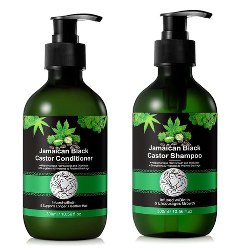 Jamaican Black Castor Oil Shampoo and Conditioner Set, Hair Growth Shampoo and Conditioner for Thinning Hair, Strengthen&Restore, 2-in-1 Shampoo and Conditioner with Biotin Rosemary Oil, Sulfate Free