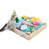 Jinkoozz Bird Foraging Toys Box, Wooden Parrot Shredding Toys Box, Bird Chewing Toys, Birdcage Accessories, Suitable for Small Birds Parakeets Cockatiels Love Birds Conures