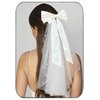 Jeairts Wedding Bow Veil White Pearl Hair Clip Tulle Bridal Hair Bow with Clip Bachelorette Party Accessories for Women and Girls