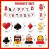 Refavor Casino Theme Party Decorations - 15PCS Casino Happy Birthday Banners Poker Birthday Party Decorations Casino Hanging Swirl Table Centerpieces Decor Supplies Casino Games Birthday Party