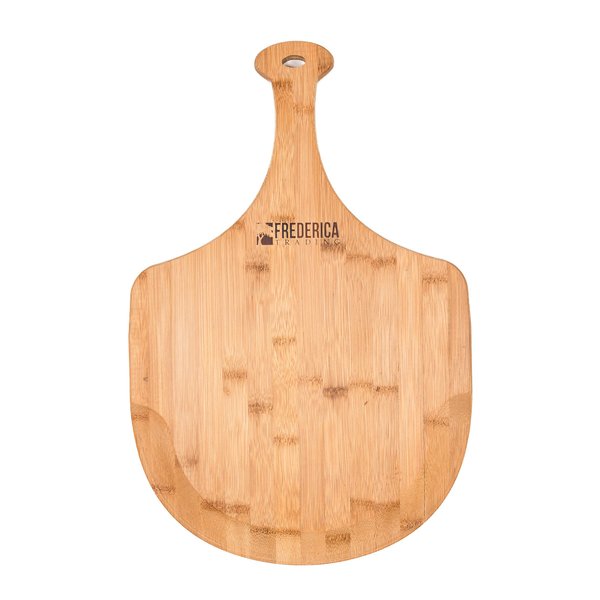 Frederica Trading Premium Bamboo Wooden Pizza Peel Paddle and Cutting Board with Handle (for Baking Pizza, Bread, Cutting Fruit, Vegetables, Cheese) - Personal Size