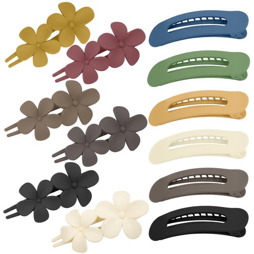 EEEKit 12PCS Duck Billed Hair Clips, 9 Colors Barber Hair Hairstyling Flat Claw Clips for Women Thick Thin Hair Accessory