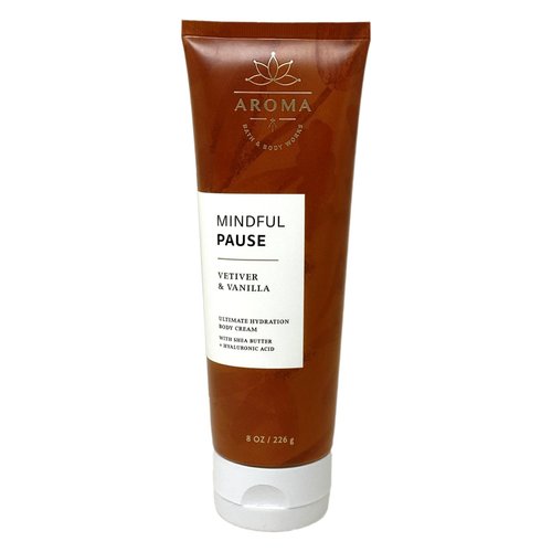 Bath & Body Works Aroma Mindful Pause Vetiver & Vanilla 2 Body Cream Set with a Natural Oats Bar Soap - Full Size