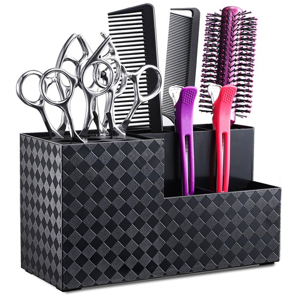 Noverlife Hairdressing Scissors Holder Shears Block, Barber Shop Scissor Organizer Stand, Hairdressing Tools Storage Box for Hairstyling Combs Clips Brushes, Salon Barber Scissor Holder Rack