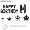 CANREVEL Happy Birthday Banner 13pcs 16 Inch Mylar Foil Letters with 12pcs Star Balloons Birthday Party Decorations for Kids and Adults - 3D Black