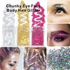 6 Sheets Face Jewels Gems Self-adhesive Rhinestone, 30g Chunky Body Eye Hair Glitter, Rave Festival Outfits Clothes Iridescent Crystals Stickers Rainbow Body Makeup Tattoo Kit(3 luminous)