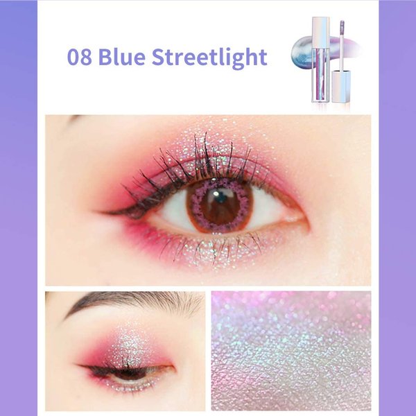 zeesea Glitter Galaxy Colored Liquid Eyeshadow, Dazzling Shimmer Eye Makeup, High Pigmented & Long Lasting (08 Blue Streetlight)