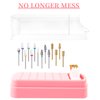 2 in 1 Nail Drill Bits Holder & Nail Drill Bits Cleaning Brush Case,30 Holes Dustproof Nail Art Drill Bits Stand Display Storage Box and Nail Drill Bits Cleaner Manicure Tools (Pink)