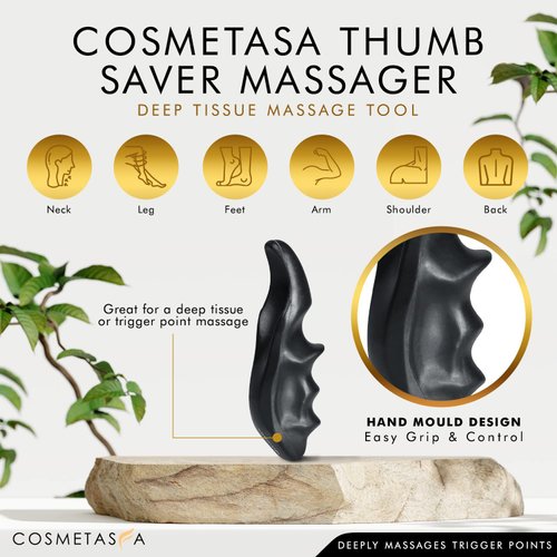 Cosmetasa Sore Muscle Massage Oil with Deep Tissue Massager - Thumb Saver and Oil Soothes Muscle and Joint with Arnica Extract, Peppermint, Chamomile, and Lavender Oil 8.8 Fl Oz