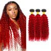 22 24 26 inch Red Bundles Human Hair 1b/Red Kinky Curly Human Hair Bundles Ombre Red Curly Wave Bundles 8A Brazilian Remy Red Human Hair Extensions
