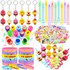 BOIKOKY 110 PCS Ice Cream Party Favors Set - Fun and Colorful Party Supplies for Kids, Includes Drinking Straws, Wristbands, Macaron Bubble Wands, Stamps, Keychains, and Stickers
