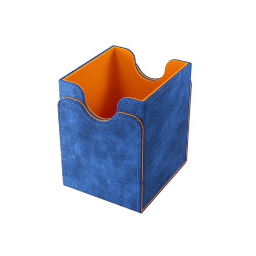 Squire 100+ XL Convertible Deck Box EXCLUSIVE LINE | Card Storage Box | Removable Cover Clips | Holds 100 Double-Sleeved Cards in Extra Thick Inner Card Sleeves | Blue/Orange Color | Made by Gamegenic