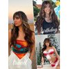 AISI QUEENS Brown Wig with Bangs for Women Long Wavy Hair Wig Brown Highlight Wig Curly Wavy Synthetic Wigs for Girls Daily Party Use