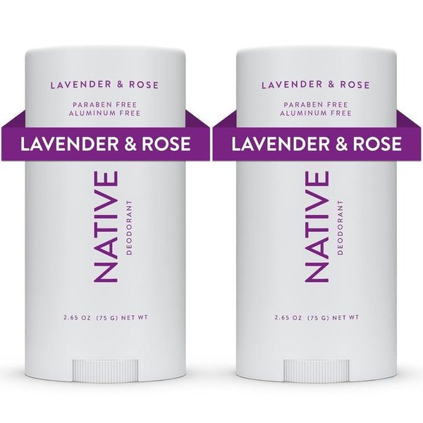 Native Deodorant Contains Naturally Derived Ingredients, 72 Hour Odor Control | Deodorant for Women and Men, Aluminum Free with Baking Soda, Coconut Oil and Shea Butter | Lavender & Rose, 2-Pack
