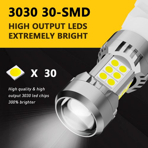 PHINLION 3200 Lumens 3157 LED White Bulb, 6000K Super Bright 3056 3156 3057 4114 4157 LED Bulb for Backup Reverse Lights and DRL Daytime Running Lights, Pack of 2