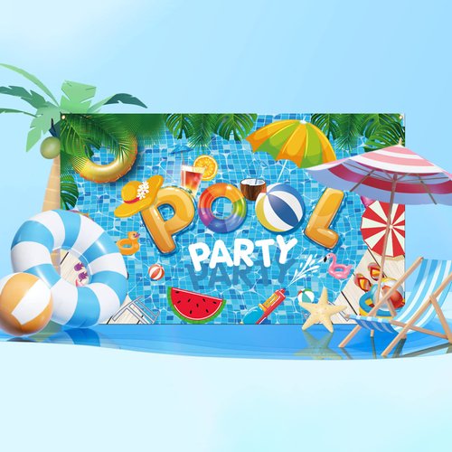 Summer Beach Party Decorations, Pool Party Banner Backdrop for Summer Pool Party Decorations Supplies, 72x43 inch