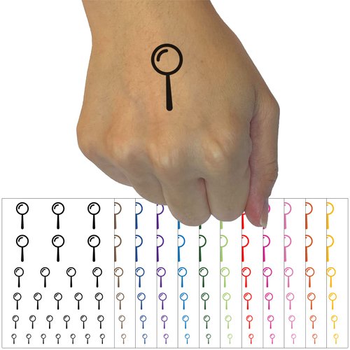 Magnifying Glass Temporary Tattoo Water Resistant Fake Body Art Set Collection - Black (One Sheet)