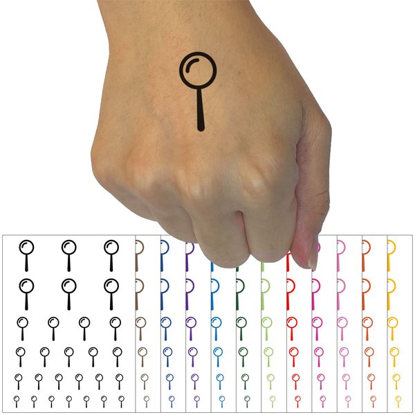 Magnifying Glass Temporary Tattoo Water Resistant Fake Body Art Set Collection - Black (One Sheet)