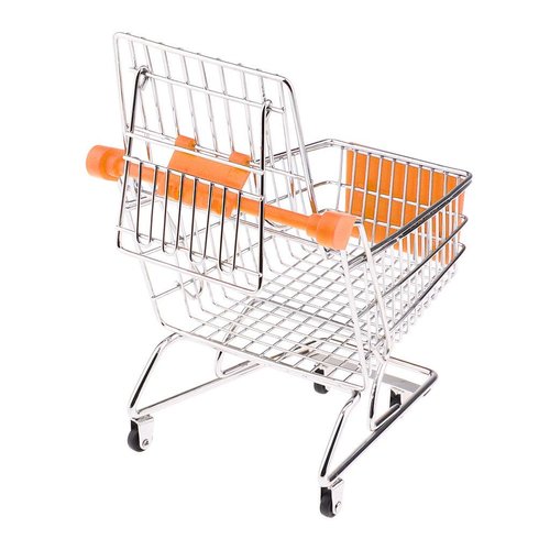 Mini Shopping Cart Miniature Supermarket Handcart Shopping Utility Cart Storage Toy for Kids - Orange