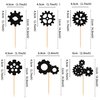 Ercadio 24 Pack Robot Gears Cupcake Toppers Black Cartoon Robot Gears Cupcake Toppers Picks Robot Gear Happy Birthday Cake Decor for Robot Theme Boys Birthday Baby Shower Party Supplies