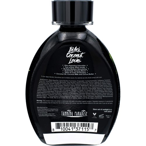 Tanning Paradise Black Coconut Love Tanning Lotion | Coconut Oil | Age-Defying | Tattoo Protecting Formula | Ultra Hydrating Dark Tanning Lotion, 13.5oz