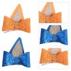 Bluey Hair Clips,4 Pcs Bluey Hair Bows,Dog Ears Hair Barrettes,Dog Birthday Party Supplies,Glitter Hair Pin with Bow,Christmas Birthday Costume Cosplay Party Bluey Hair Accessories (Blue,Orange)