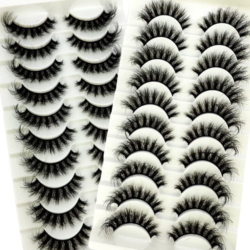 AMSDCN Wholesale 10 pairs Natural Long Fake Eyelashes cilios 3d Faux Mink Lashes Fluffy eyelashes Makeup Cat Eye Lashes maquiagem (XH-20)