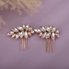 Teyglen Rhinestone Wedding Hair Comb Rose Gold Crystal Headpiece for Bride Wedding Crystal Hair Side Comb Bridal Crystal Hair Piece Rhinestone Hair Accessories for Women Girls (Rose Gold)