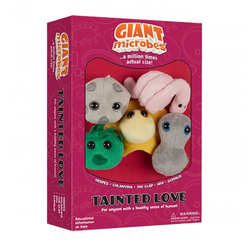 GIANTmicrobes Tainted Love Themed Gift Box, STIs, STDs, Medical Gag Gifts Funny, Obgyn Gifts for Doctors, Midwife Gifts, Plush Keychain
