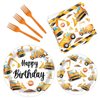 BQK 96 Pcs Construction Plates and Napkins Construction Party Decorations Construction Paper Plates Construction Birthday Party Supplies