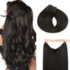 HOTBANANA Wire Hair Extensions, 16 inch 95g Dark Brown Fish Line Hair Extensions Real Human Hair Straight Invisible Wire Hair Extensions Remy Hair Extensions