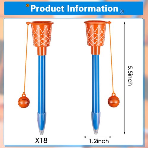 Zonon 18 Pieces Basketball Hoop Pens Bulk Basketball Party Favors Basketball Novelty Pens Basketball Stress Balls for Sports Party Favors Birthday Party Sports Club Supplies Christmas Gifts