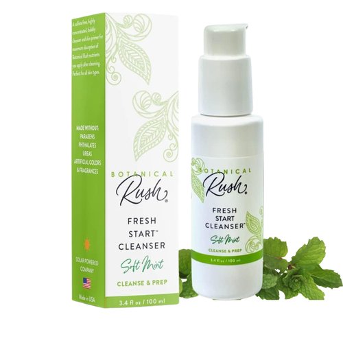 BOTANICAL RUSH Fresh Start Cleanser, Concentrated, Daily Cleanser, Removes All Makeup, Great For Shaving, For All Skin Types, Skin Primer For Maximum Nutrient Absorption, 3.4 Oz Bottle